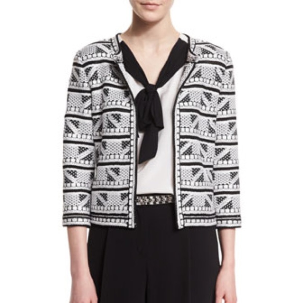 St. John Elia Geometric Knit Blazer Jacket Sz M